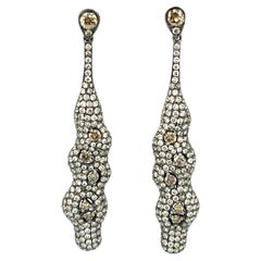 Pendientes Colgantes de Diamantes de Color Fantasía en Oro de 18 KWB