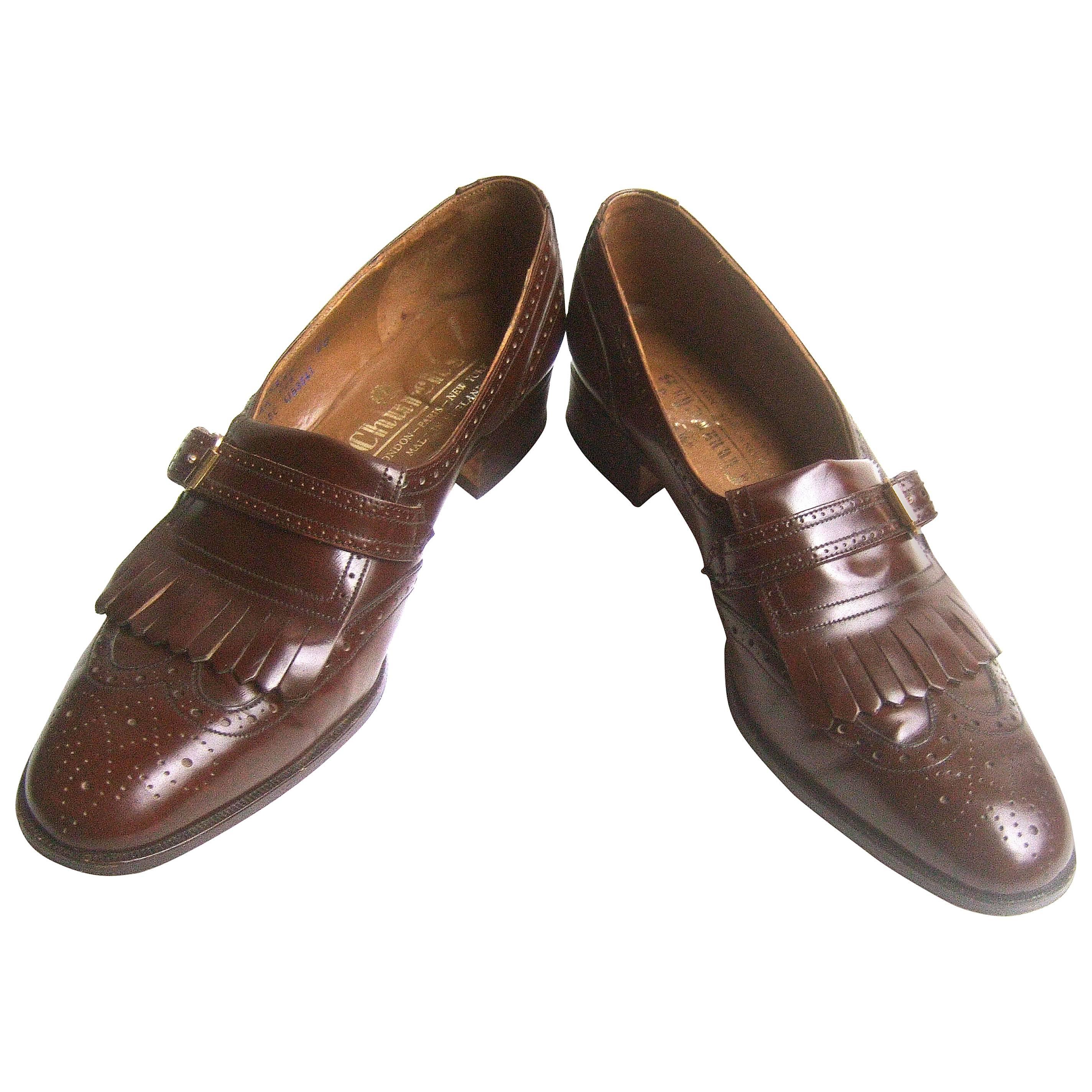 Church's London Classic Men's Brown Leather Brogue Loafers UK Size 9 AA