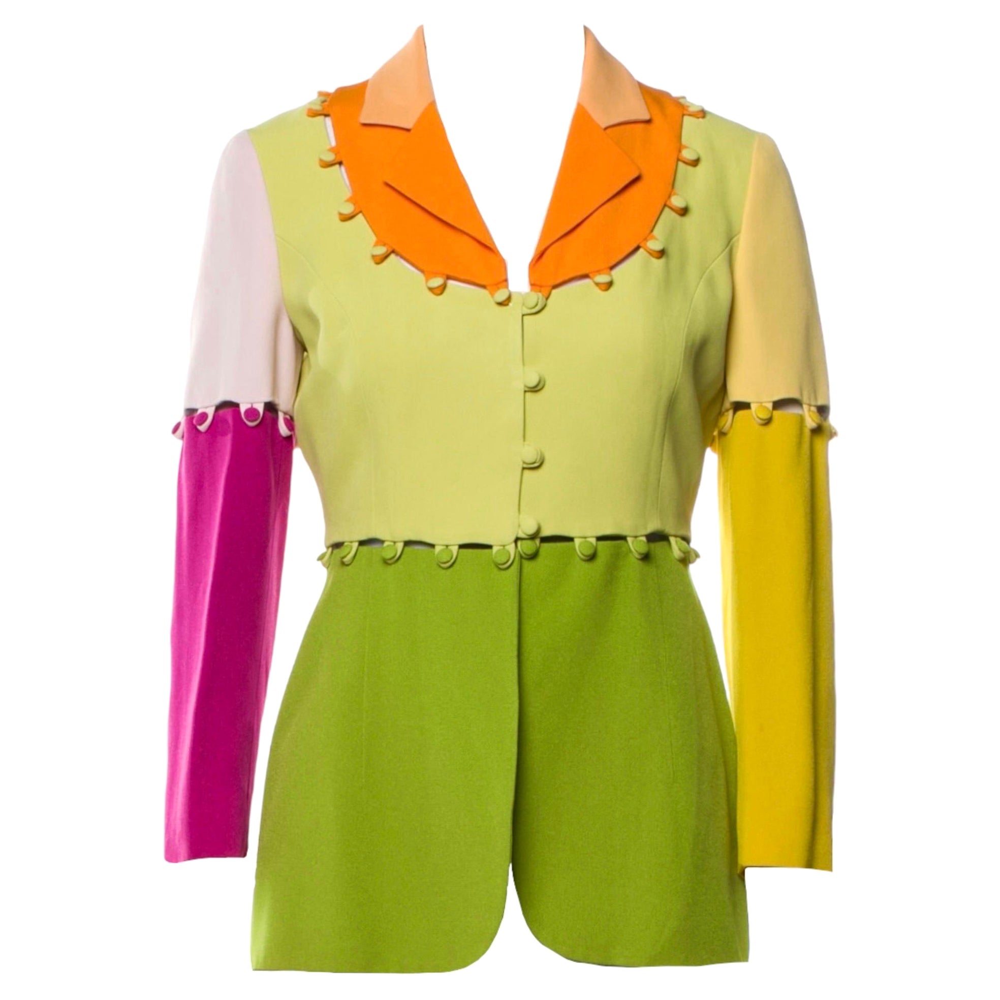 1990's Moschino Cheap and Chic Color Block Puzzle Jacket The Nanny For Sale