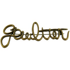 JEAN PAUL GAULTIER (Attributed To) Vintage Large Cursive Brooch