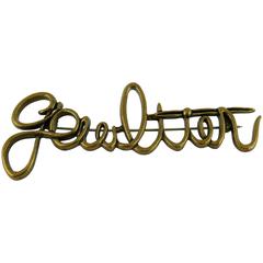 Jean Paul Gaultier Used Large Cursive Brooch