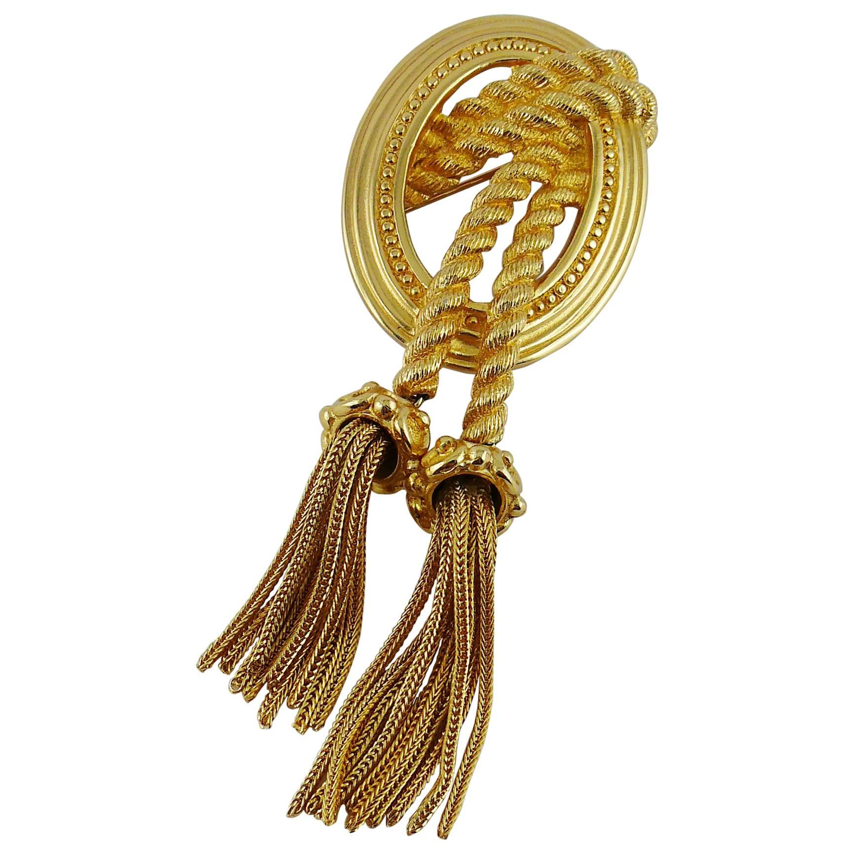 Christian Dior Vintage Iconic Medallion and Tassel Brooch