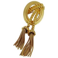 Christian Dior Vintage Iconic Medallion and Tassel Brooch 10