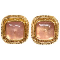 1990s Chanel Pink Gripoix Glass Earrings