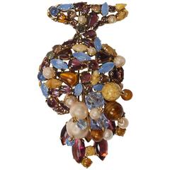 Spectacular 1960s Christian Dior Large Glass & Pearl Brooch 2
