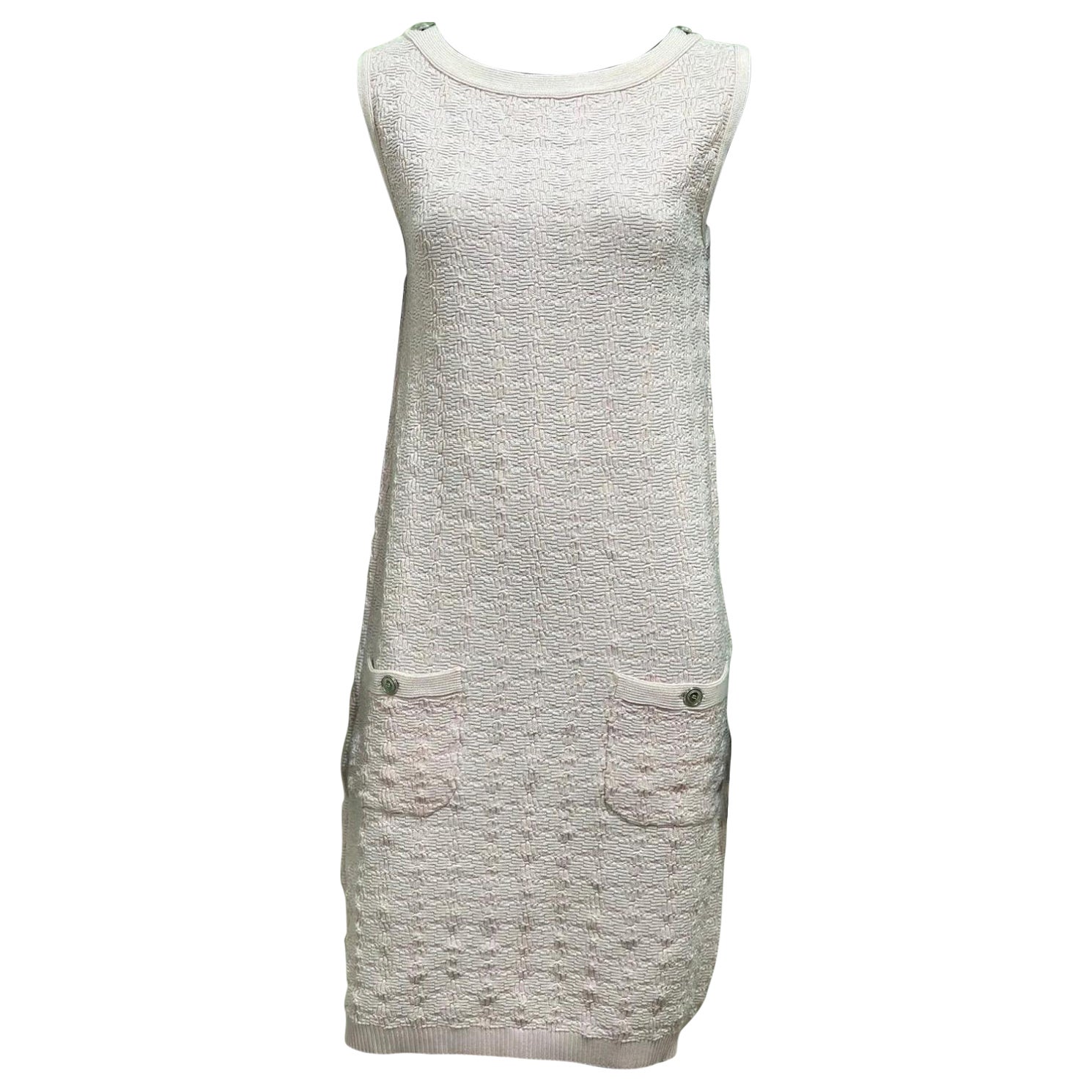 Chanel Pink Cotton Knitted Dress For Sale at 1stDibs