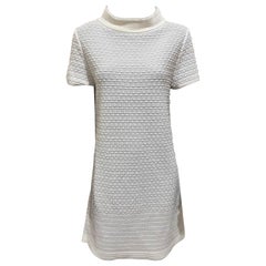 Chanel Ecru Knitted Cotton Neck Mini Dress