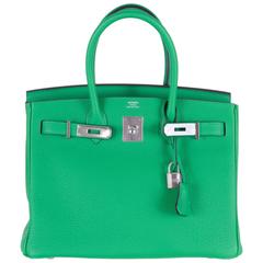 Hermes Birkin Bag 30cm Bambou Bamboo Green Palladium Hardware JaneFinds