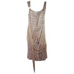 Roberto Cavalli Mauve Animal Print Sleeveless Silk Jersey Dress w/ fringe-44-NWT