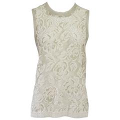 Dolce & Gabbana Beige Cotton/Silk Blend Lace Tank Top - 42 4