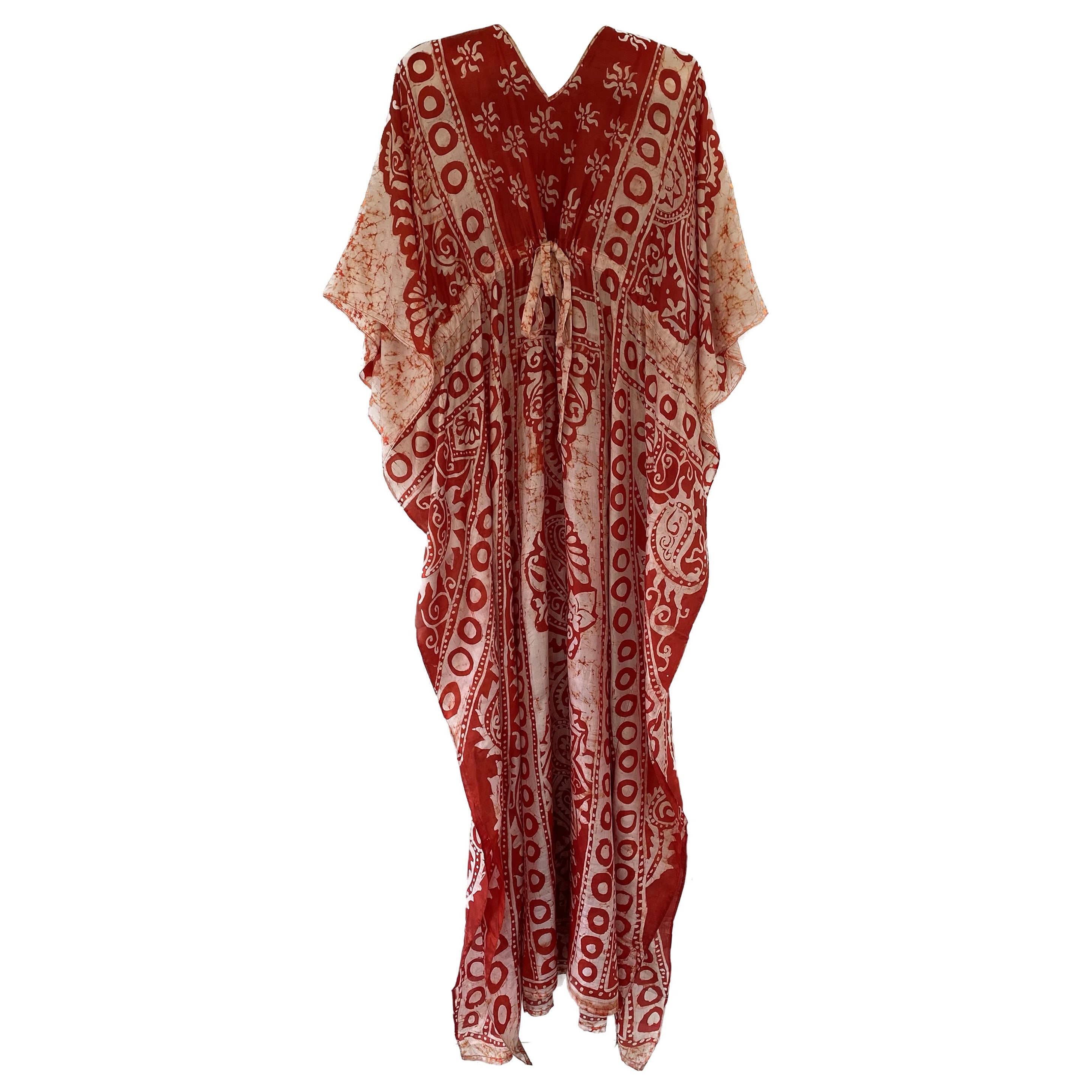 Purple - Hand Block Batik Print Cotton Medium Kaftan 36