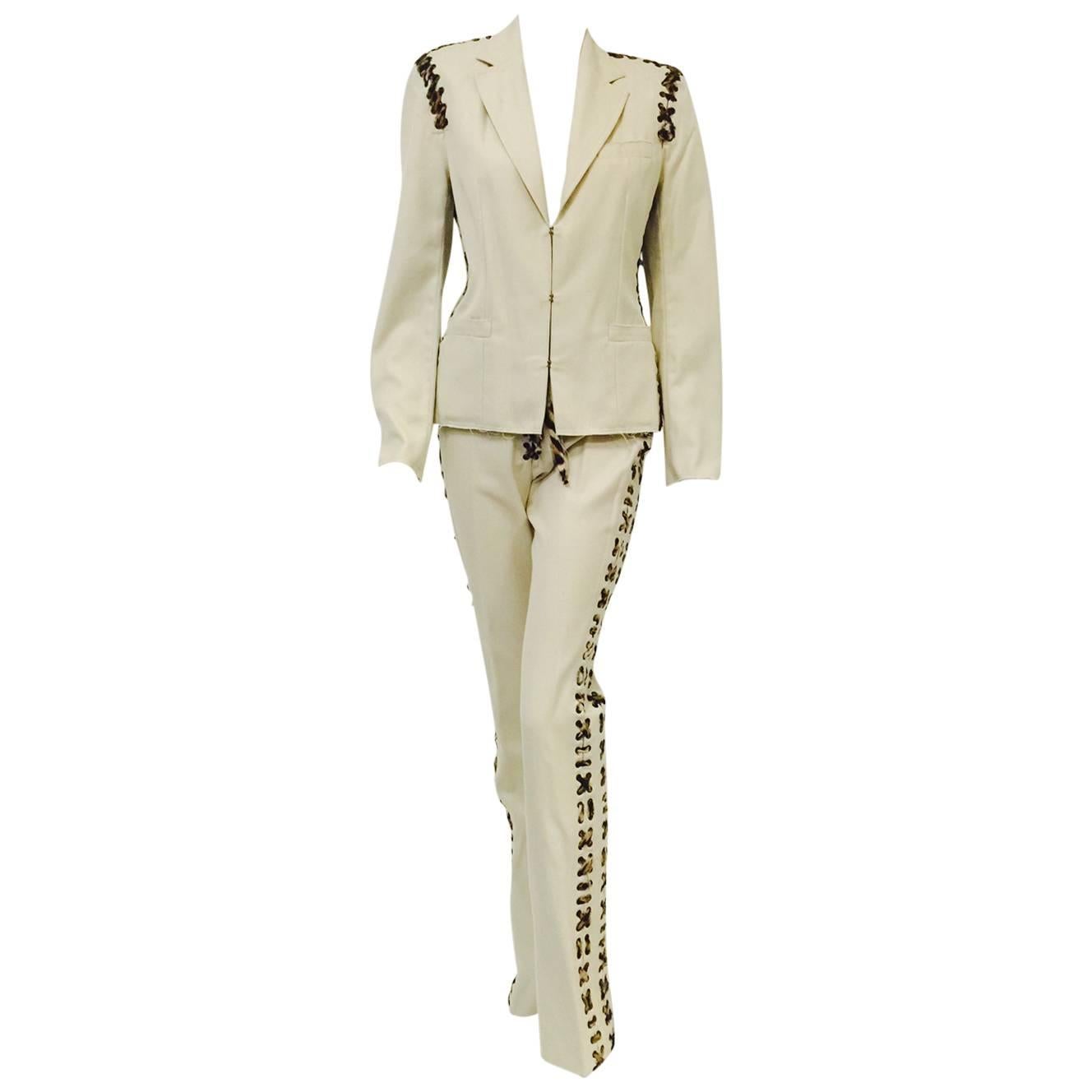 Iconic 2002 Tom Ford for Yves Saint Laurent Rive Gauche Mombasa Pant Suit 