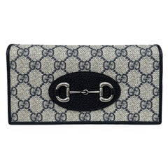 Used Gucci Wallet On Chain Horsebit 1955 GG Supreme Blu Beige