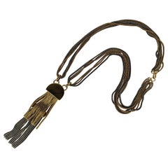 French Two Toned Articulated Tassel Necklace, YSL