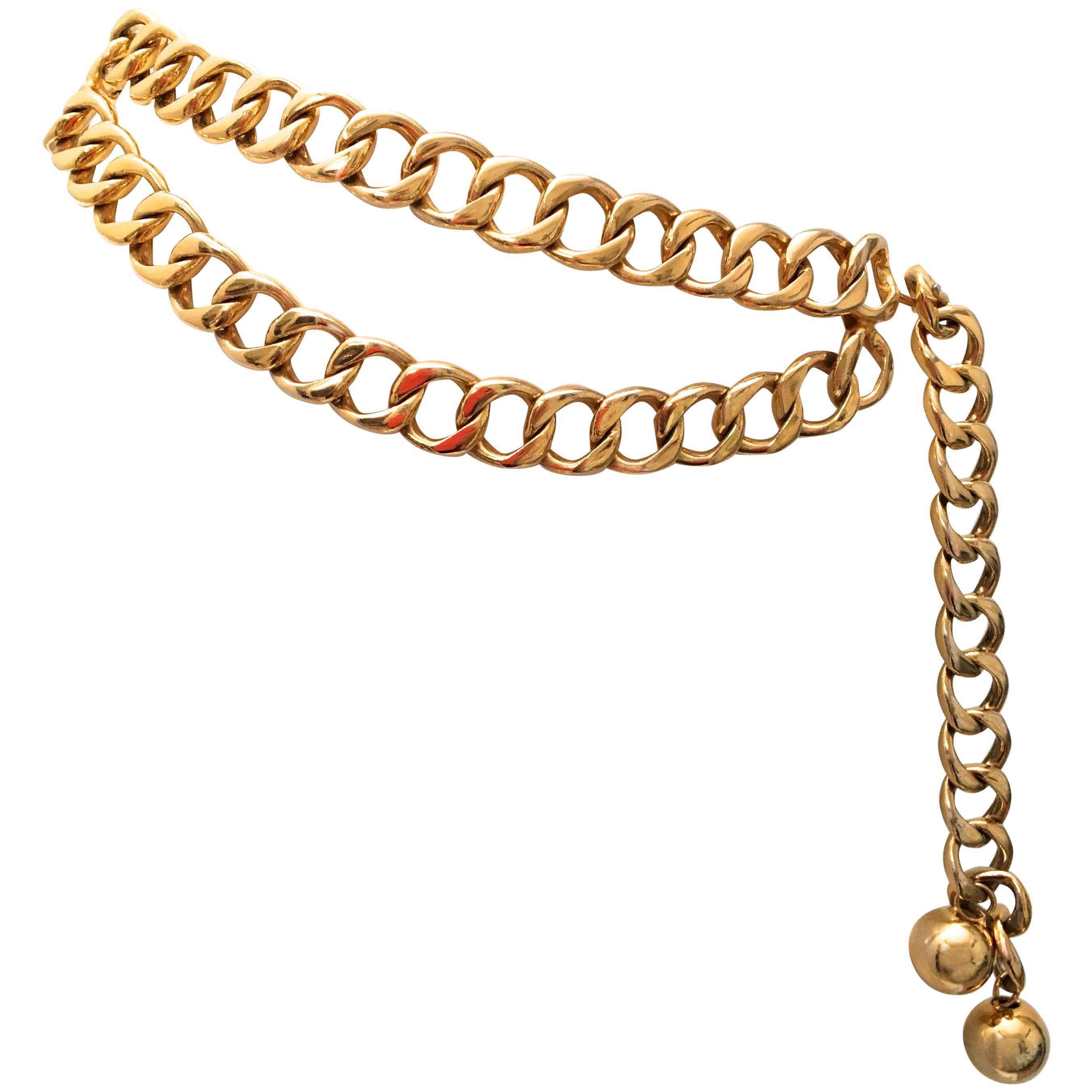 Chanel Gold Tone Metal Chain Belt  For Sale