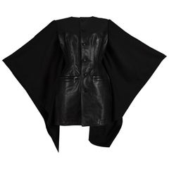 Junya Watanabe Comme des Garcons black leather jacket with wool cape, circa 2011