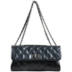 Chanel Black SHW Quilted Glazed Crackled Leather Mademoiselle Chain Strap Bag