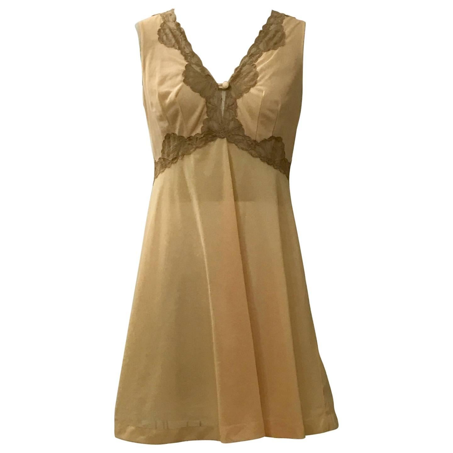 Emilio Pucci for Formfit Rogers Vintage Peach Beige Chemise Slip Nightgown, 1960 For Sale