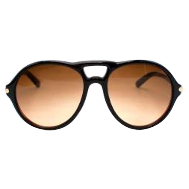 Tom Ford Brown and Gold Aviator Sunglasses