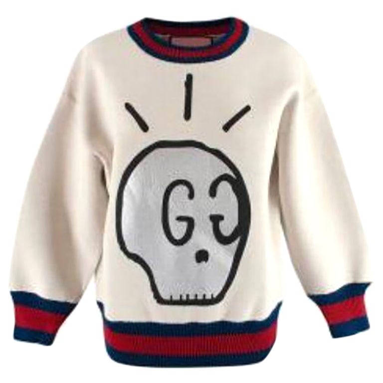 Gucci GG Ghost Graphic Web Trimmed Jumper For Sale at 1stDibs