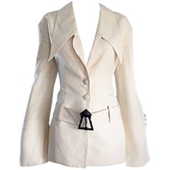 Vintage Karl Lagerfeld Elfenbein Shantung Seide Avant Garde ' Clock Tower ' Jacke