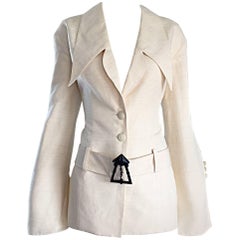 Vintage Karl Lagerfeld Ivory Shantung Silk Avant Garde ' Clock Tower ' Jacket