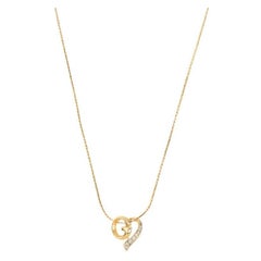Givenchy Rhinestone Logo Plate Heart Motif Necklace