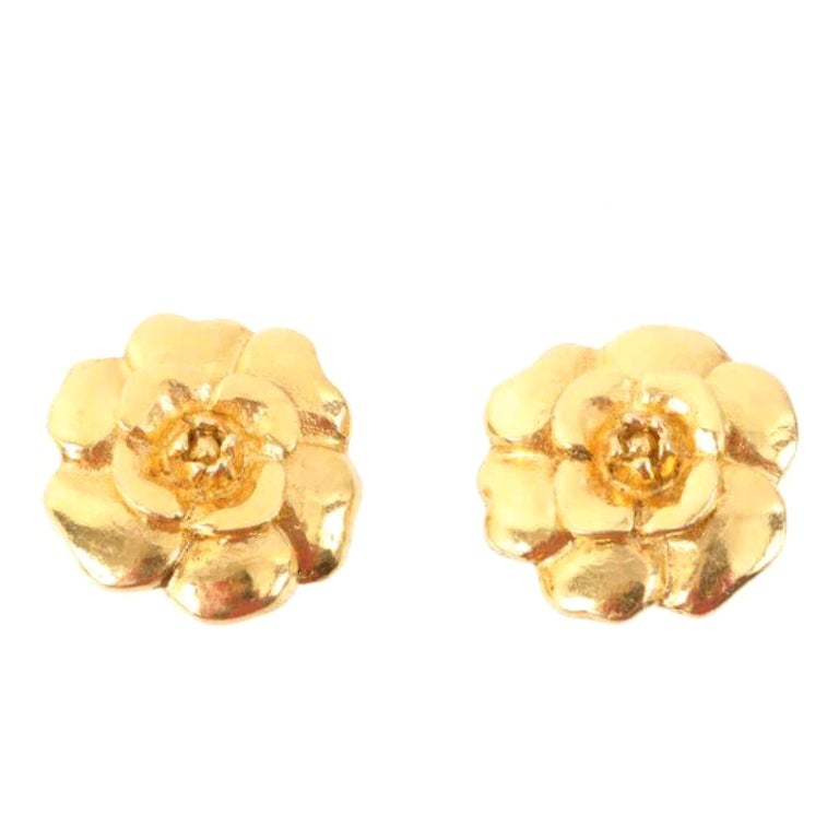 Chanel Camellia Earrings - 41 For Sale on 1stDibs  chanel earring flower, chanel  earrings camellia, chanel camellia diamond earrings