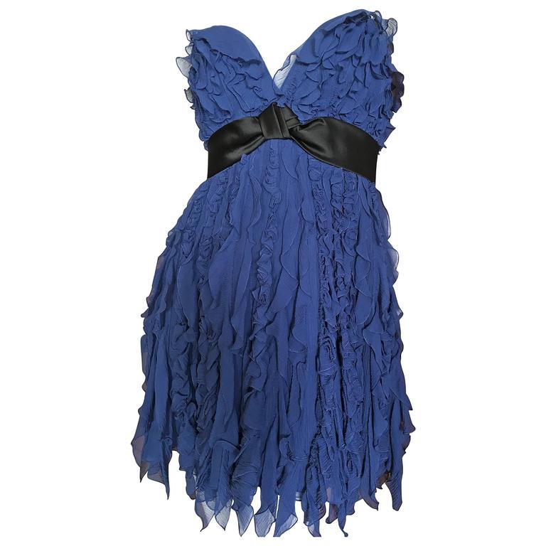 Jenny Packham Ruffled Silk Mini Dress For Sale at 1stDibs