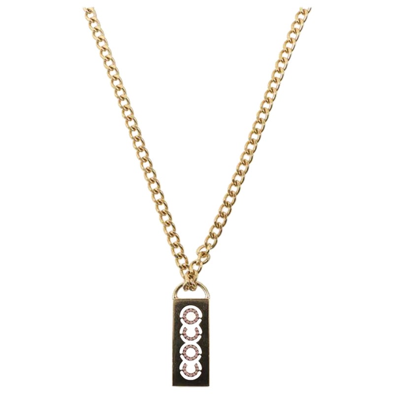 Chanel Rhinestone CC Plate Chain Necklace Soft Pink, 2002 For Sale at ...