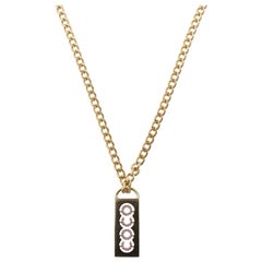 Chanel Rhinestone CC Plate Chain Necklace Soft Pink, 2002