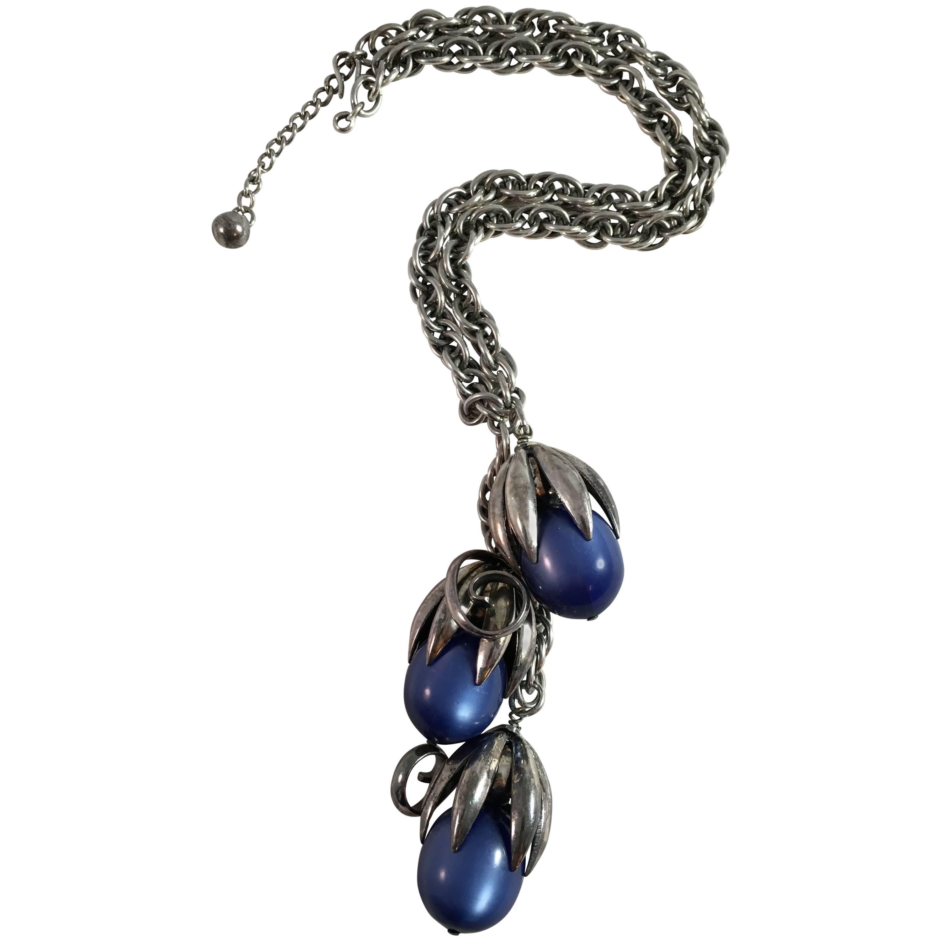 1953 Napier Blue Moonstone 'Kumquat' Necklace For Sale