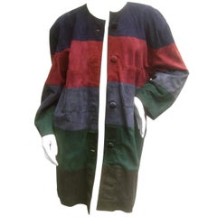 Plush Doeskin Suede Jewel Tone Coat Designed by Gianni Versage Italy 