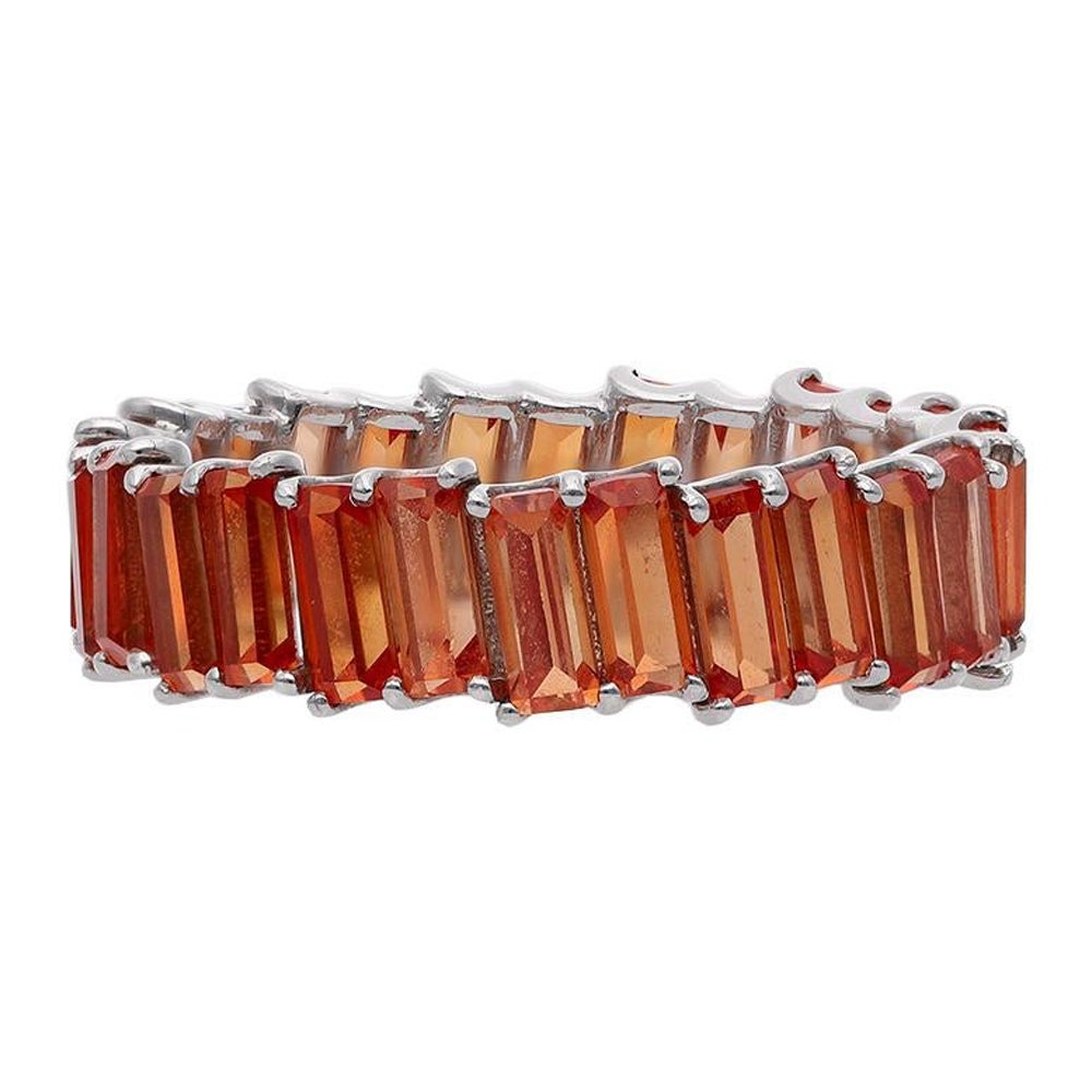 For Sale:  Orange Bullet Sapphire Fire Coral Eternity Ring