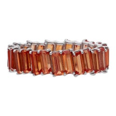 Orange Bullet Sapphire Fire Coral Eternity Ring