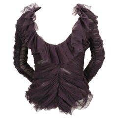 Vintage new 2002 TOM FORD for YVES SAINT LAURENT ruched purple tulle top