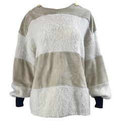 Gianfranco Ferre 1990er Jahre Vintage 90er Jahre Pullover-Top aus Leder und Wildleder + Mohair in Hellbraun