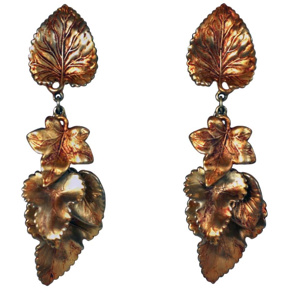 Schiaparelli Pagan Leaf Earrings For Sale