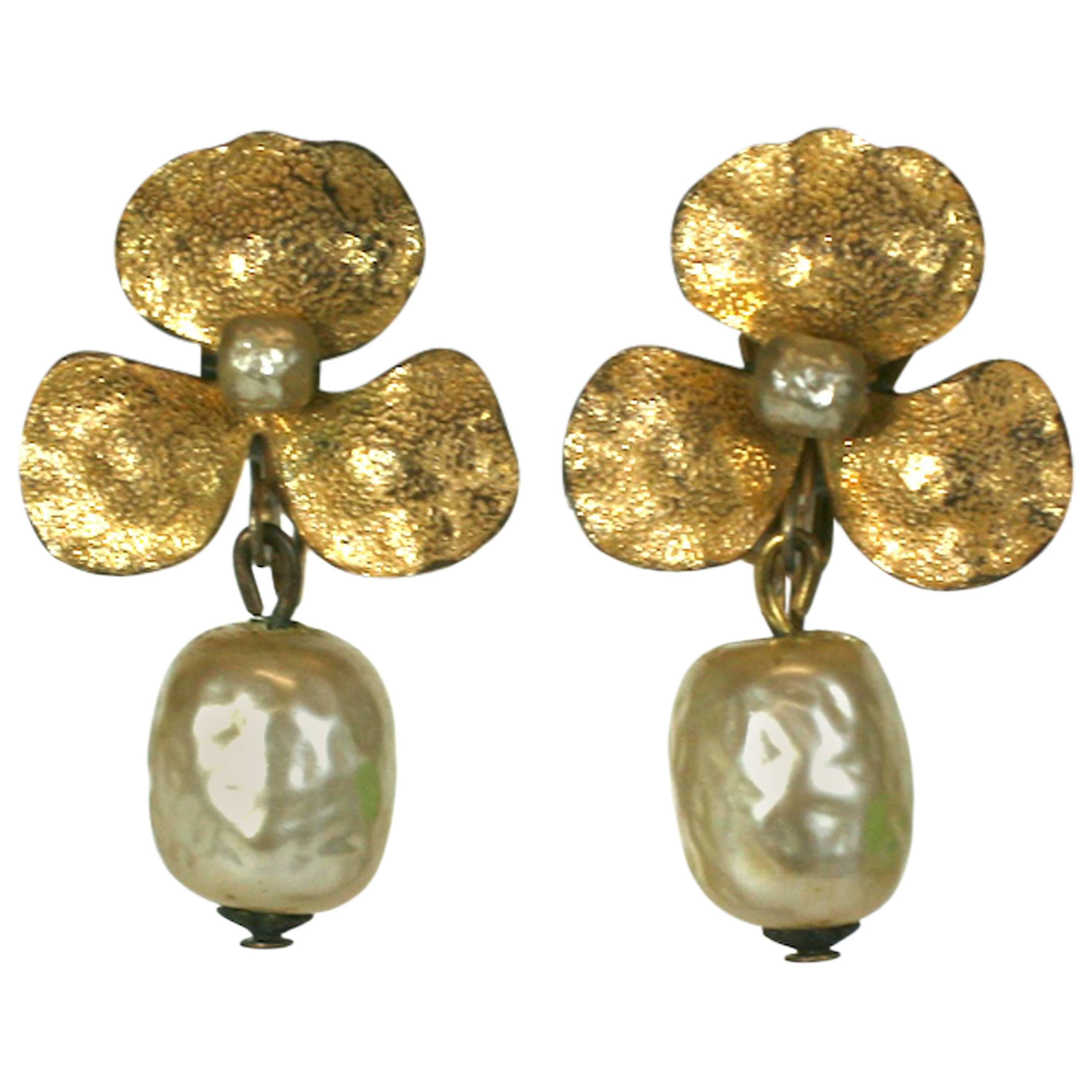 Miriam Haskell Pansy Earclips