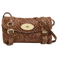 Mulberry Brown Leopard Print Calf Hair Alexa Crossbody Bag