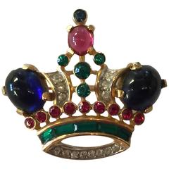 1940s Small Classic TRIFARI Crown Pin Brooch