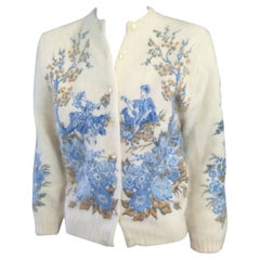 Vintage 1950's Printed Angora Cardigan