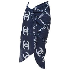CHANEL Large Cotton Scarf Pareo NEW