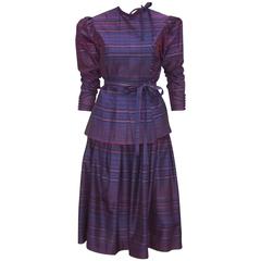 Fetching C.1980 Albert Nipon 2-Piece Victorian Style Plum Dress 9