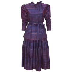 Fetching C.1980 Albert Nipon 2-Piece Victorian Style Plum Dress