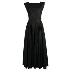 1980's AZZEDINE ALAIA black seamed dress with full skirt