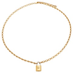 Louis Vuitton Gold Tone Padlock Pendant Necklace