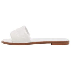 Louis Vuitton White Leather Revival Slide Fats Size 38.5