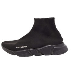 Used Balenciaga Black Knit Fabric Speed Trainer Sneakers Size 45