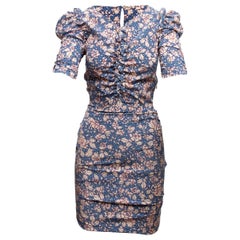 Isabel Marant Blue & Multicolor Silk Floral Print Dress